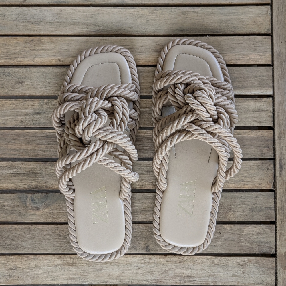 Zara Women's Beige Rope Sandals